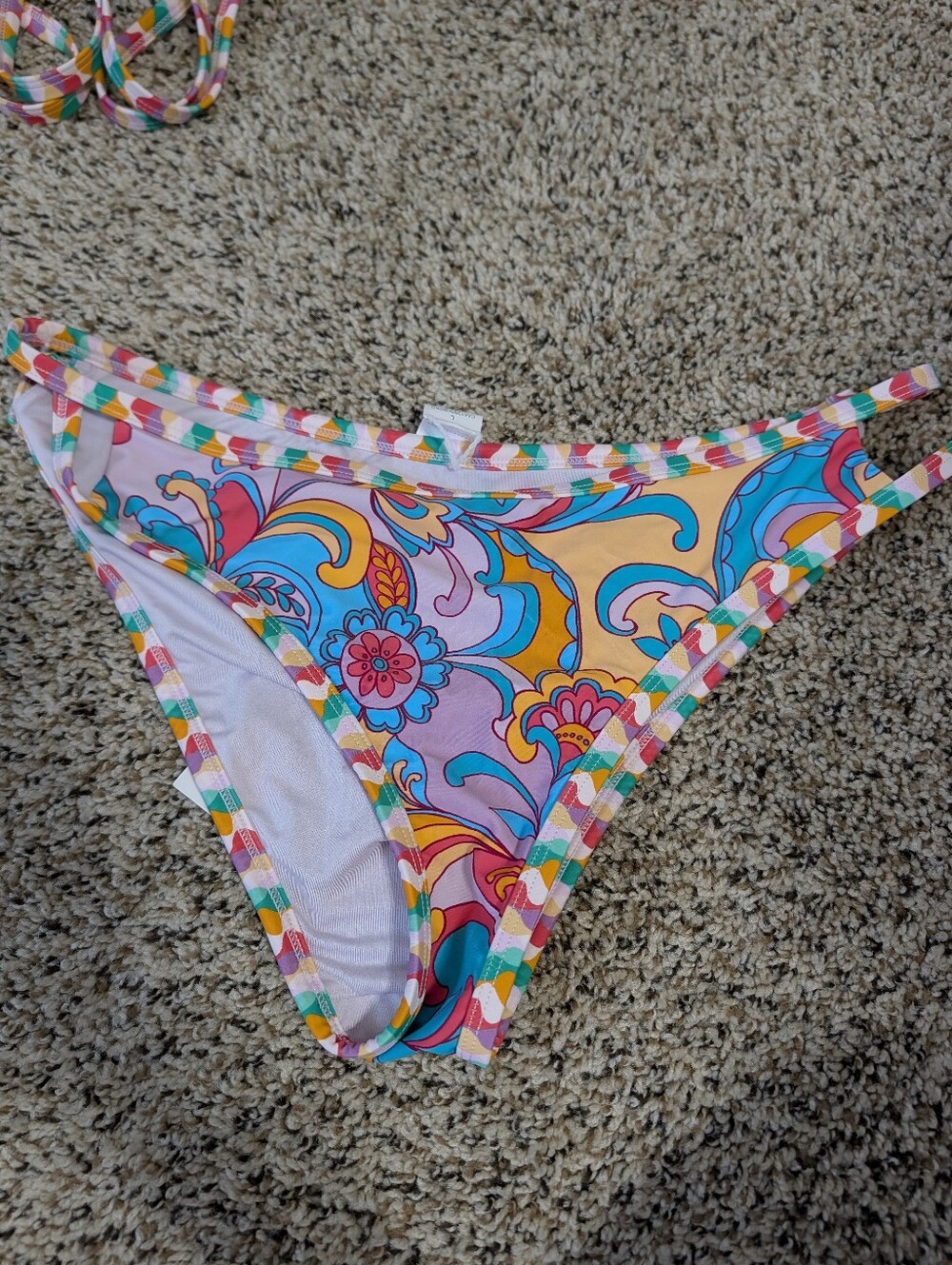 Cupshe Floral Paisley Multicolor Triangle Bikini And Top Bottom - Blue, Pink - Picture 5 of 5